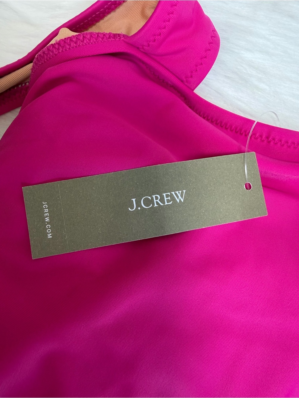 NWT J. Crew V-Neck Ruched One Piece Swimsuit in Radiant Fuchsia Size 6 - Picture 9 of 16